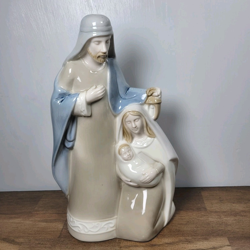 Vintage Holy Family Nativity Figurine Jesus Mary Joseph Porcelain 10" Religious